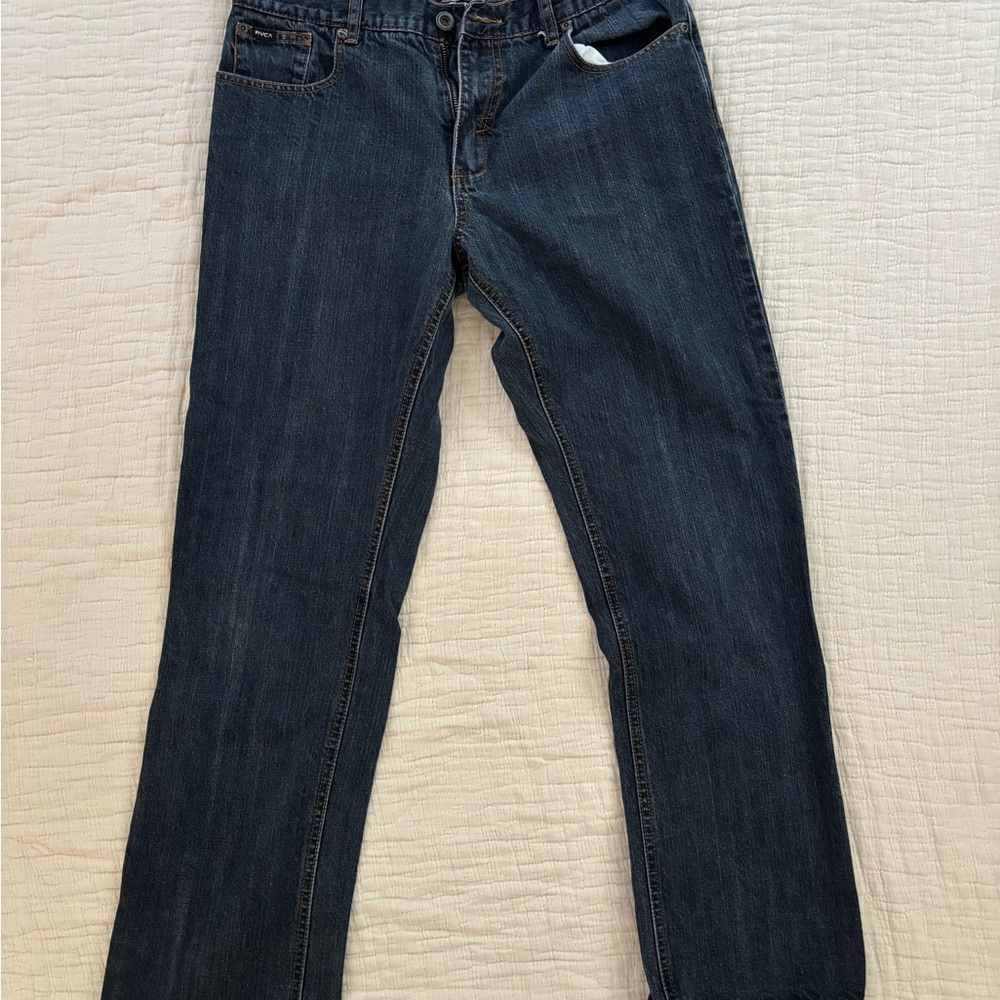 RVCA Men's Dark Blue Straight Jeans